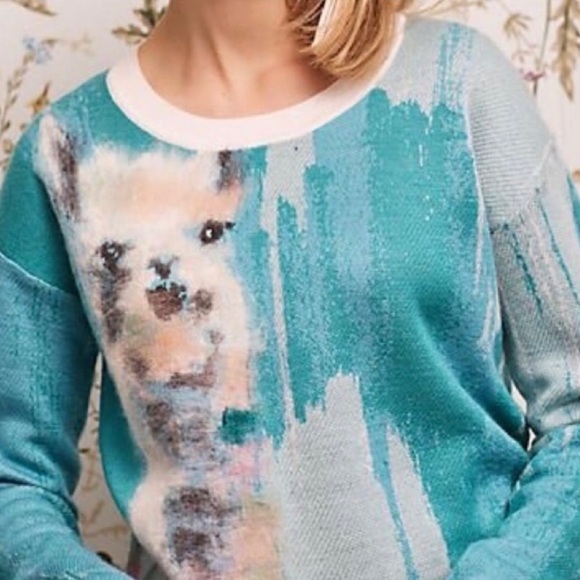 a n t h r o :: Abstract Fuzzy Wool Blend Llama Sweater - Picture 10 of 12